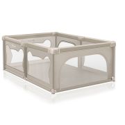 Tarc de joaca copii, Lionelo, Willow, 127 x 187 cm, Pliere compacta, Include geanta de transport, Din plasa, Cu doua intrari laterale si fermoar, Cu ventuze pentru stabilitate, Conform cu EN 12227:2010, Bej BYNLO-WILLOW_BEIGE_SAND