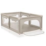 Tarc de joaca copii, Lionelo, Willow, 127 x 187 cm, Pliere compacta, Include geanta de transport, Din plasa, Cu doua intrari laterale si fermoar, Cu ventuze pentru stabilitate, Conform cu EN 12227:2010, Bej BYNLO-WILLOW_BEIGE_SAND