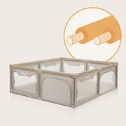 Tarc de joaca copii, Lionelo, Willow XL,180 x 200 cm, Pliere compacta, Include geanta de transport, Din plasa, Cu doua intrari laterale si fermoar, Cu ventuze pentru stabilitate, Conform cu EN 12227:2010, Bej BYNLO-WILLOW_XL_BEIGE_SAND