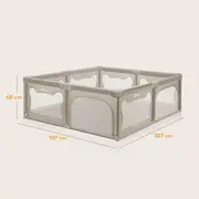 Tarc de joaca copii, Lionelo, Willow XL,180 x 200 cm, Pliere compacta, Include geanta de transport, Din plasa, Cu doua intrari laterale si fermoar, Cu ventuze pentru stabilitate, Conform cu EN 12227:2010, Bej BYNLO-WILLOW_XL_BEIGE_SAND