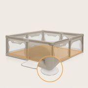 Tarc de joaca copii, Lionelo, Willow XL,180 x 200 cm, Pliere compacta, Include geanta de transport, Din plasa, Cu doua intrari laterale si fermoar, Cu ventuze pentru stabilitate, Conform cu EN 12227:2010, Bej BYNLO-WILLOW_XL_BEIGE_SAND
