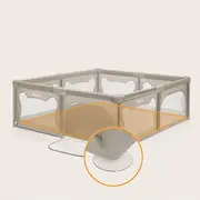 Tarc de joaca copii, Lionelo, Willow XL,180 x 200 cm, Pliere compacta, Include geanta de transport, Din plasa, Cu doua intrari laterale si fermoar, Cu ventuze pentru stabilitate, Conform cu EN 12227:2010, Bej BYNLO-WILLOW_XL_BEIGE_SAND