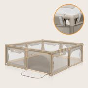 Tarc de joaca copii, Lionelo, Willow XL,180 x 200 cm, Pliere compacta, Include geanta de transport, Din plasa, Cu doua intrari laterale si fermoar, Cu ventuze pentru stabilitate, Conform cu EN 12227:2010, Bej BYNLO-WILLOW_XL_BEIGE_SAND