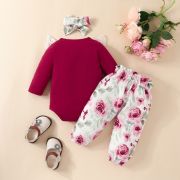 Compleu cu body visiniu pentru fetite - love mdhmm-291-r2