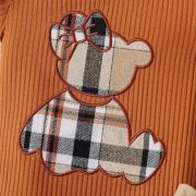 Costumas cu body maro si fustita in carouri - teddy mdhmm-352-r2