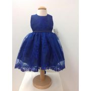Rochita cu broderie albastra de botez pentru bebeluse Blue Princess - SNB11