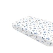 Cearceaf cu elastic, MimiNu, Pentru pat 160X80 cm, Din bumbac certificat Oeko Tex Standard 100, Blue Plane BYN6426972025638