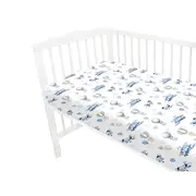 Cearceaf cu elastic, MimiNu, Pentru patut 120X60 cm, Din bumbac certificat Oeko Tex Standard 100, Blue Plane BYN6426972025546