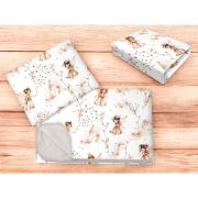 Lenjerie patut cu 3 piese, MimiNu, Cu cearceaf 120x60 cm, Din bumbac certificat Oeko Tex Standard 100, Cu paturica si pernuta, Fairy BYN6426972025676