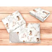 Lenjerie patut cu 3 piese, MimiNu, Cu cearceaf 120x60 cm, Din bumbac certificat Oeko Tex Standard 100, Cu paturica si pernuta, Fairy BYN6426972025676