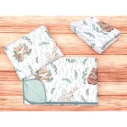 Lenjerie patut cu 3 piese, MimiNu, Cu cearceaf 120x60 cm, Din bumbac certificat Oeko Tex Standard 100, Cu paturica si pernuta, Lulu Natural BYN6426972025829