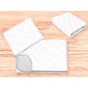 Lenjerie patut cu 3 piese, MimiNu, Cu cearceaf 120x60 cm, Din bumbac certificat Oeko Tex Standard 100, Cu paturica si pernuta, Mini Gray Stars BYN6426972025836