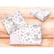 Lenjerie patut cu 3 piese, MimiNu, Cu cearceaf 120x60 cm, Din bumbac certificat Oeko Tex Standard 100, Cu paturica si pernuta, Sweet Deer Pink BYN6426972025881