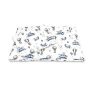 Lenjerie patut cu 3 piese, MimiNu, Cu cearceaf 120x60 cm, Pilota, Pernuta, Din bumbac certificat Oeko Tex Standard 100, Blue Plane BYN6426972026307