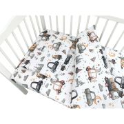 Lenjerie patut cu 3 piese, MimiNu, Cu cearceaf 120x60 cm, Pilota, Pernuta, Din bumbac certificat Oeko Tex Standard 100, Design, Cars Grey BYN6426972026345