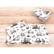 Lenjerie patut cu 3 piese, MimiNu, Cu cearceaf 120x60 cm, Pilota, Pernuta, Din bumbac certificat Oeko Tex Standard 100, Design, Cars Grey BYN6426972026345