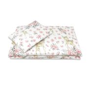 Lenjerie patut cu 3 piese, MimiNu, Cu cearceaf 120x60 cm, Pilota, Pernuta, Din bumbac certificat Oeko Tex Standard 100, Sweet Deer Pink BYN6426972026321