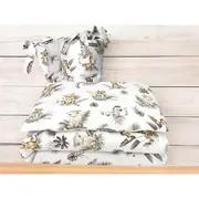 Lenjerie patut cu 3 piese, MimiNu, Pentru patut 120x60 cm, Cu protectie laterala, Din bumbac certificat Oeko Tex Standard 100, Savanna BYN6426972025737