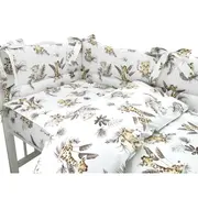 Lenjerie patut cu 3 piese, MimiNu, Pentru patut 120x60 cm, Cu protectie laterala, Din bumbac certificat Oeko Tex Standard 100, Savanna BYN6426972025737