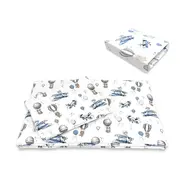Lenjerie patut cu 5 piese, MimiNu, Cu cearceaf 120x60 cm, Pilota, Pernuta, 2 aparatori, Din bumbac certificat Oeko Tex Standard 100, Blue Plane BYN6426972026161