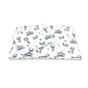 Lenjerie patut cu 5 piese, MimiNu, Cu cearceaf 120x60 cm, Pilota, Pernuta, 2 aparatori, Din bumbac certificat Oeko Tex Standard 100, Blue Plane BYN6426972026161