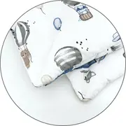 Lenjerie patut cu 5 piese, MimiNu, Cu cearceaf 120x60 cm, Pilota, Pernuta, 2 aparatori, Din bumbac certificat Oeko Tex Standard 100, Blue Plane BYN6426972026161