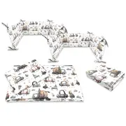 Lenjerie patut cu 5 piese, MimiNu, Cu cearceaf 120x60 cm, Pilota, Pernuta, 2 aparatori, Din bumbac certificat Oeko Tex Standard 100, Cars Grey BYN6426972026277