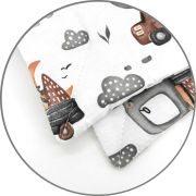 Lenjerie patut cu 5 piese, MimiNu, Cu cearceaf 120x60 cm, Pilota, Pernuta, 2 aparatori, Din bumbac certificat Oeko Tex Standard 100, Cars Grey BYN6426972026277