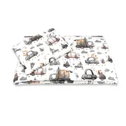 Lenjerie patut cu 5 piese, MimiNu, Cu cearceaf 120x60 cm, Pilota, Pernuta, 2 aparatori, Din bumbac certificat Oeko Tex Standard 100, Cars Grey BYN6426972026277