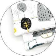 Lenjerie patut cu 5 piese, MimiNu, Cu cearceaf 120x60 cm, Pilota, Pernuta, 2 aparatori, Din bumbac certificat Oeko Tex Standard 100, Childrens Journey Grey BYN6426972026253