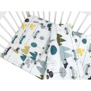 Lenjerie patut cu 5 piese, MimiNu, Cu cearceaf 120x60 cm, Pilota, Pernuta, 2 aparatori, Din bumbac certificat Oeko Tex Standard 100, Childrens Journey Grey BYN6426972026253