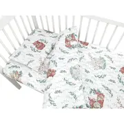 Lenjerie patut cu 5 piese, MimiNu, Cu cearceaf 120x60 cm, Pilota, Pernuta, 2 aparatori, Din bumbac certificat Oeko Tex Standard 100, Lulu Natural BYN6426972026178