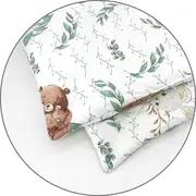 Lenjerie patut cu 5 piese, MimiNu, Cu cearceaf 120x60 cm, Pilota, Pernuta, 2 aparatori, Din bumbac certificat Oeko Tex Standard 100, Lulu Natural BYN6426972026178