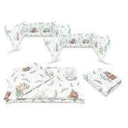 Lenjerie patut cu 5 piese, MimiNu, Cu cearceaf 120x60 cm, Pilota, Pernuta, 2 aparatori, Din bumbac certificat Oeko Tex Standard 100, Lulu Natural BYN6426972026178