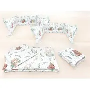 Lenjerie patut cu 5 piese, MimiNu, Cu cearceaf 120x60 cm, Pilota, Pernuta, 2 aparatori, Din bumbac certificat Oeko Tex Standard 100, Lulu Natural BYN6426972026178