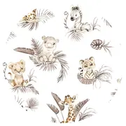 Lenjerie patut cu 5 piese, MimiNu, Cu cearceaf 120x60 cm, Pilota, Pernuta, 2 aparatori, Din bumbac certificat Oeko Tex Standard 100, Savanna BYN6426972026185