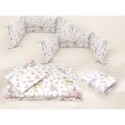 Lenjerie patut cu 5 piese, MimiNu, Cu cearceaf 120x60 cm, Pilota, Pernuta, 2 aparatori, Din bumbac certificat Oeko Tex Standard 100, Sweet Deer Pink BYN6426972026260