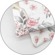 Lenjerie patut cu 5 piese, MimiNu, Cu cearceaf 120x60 cm, Pilota, Pernuta, 2 aparatori, Din bumbac certificat Oeko Tex Standard 100, Sweet Deer Pink BYN6426972026260
