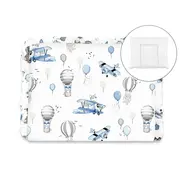 Perna clasica de dormit, MimiNu, Cu volanas, Cu husa detasabila cu fermoar, Din bumbac certificat Oeko Tex Standard 100, Pentru patut, carucior, balansoar, 30x40 cm, Blue Plane BYN6426972025645