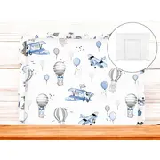 Perna clasica de dormit, MimiNu, Cu volanas, Cu husa detasabila cu fermoar, Din bumbac certificat Oeko Tex Standard 100, Pentru patut, carucior, balansoar, 30x40 cm, Blue Plane BYN6426972025645