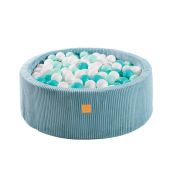 Piscina Uscata Cu 200 De Bile 7cm (alb Mint Turcoaz) Meowbaby   Aesthetic, 90x30 Cm, Premium Velur Reiat   Corduroy Turcoaz Pjbbsat9003
