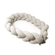 Protectie laterala, MimiNu, Pentru patut, Tip Bumper impletit, Din catifea, 240x23 cm, Soft, Beige BYN6426972026154