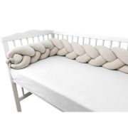Protectie laterala, MimiNu, Pentru patut, Tip Bumper impletit, Din catifea, 240x23 cm, Soft, Beige BYN6426972026154