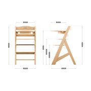 Scaun masa copii pliabil din lemn 4 in 1 morsel natur, include husa perne moi,centura siguranta, tavita plastic detasabila, pentru 6 luni-12 ani, en 14988:2017+a1:2020 lvtk5903796014532