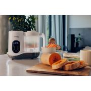 Aparat de gatit, Lionelo, BabyMenu, 5 in 1, Cu functii de gatire la abur, dezghetare, amestecare, incalzire si sterilizare, Cu recipient din tritan, Include meniu cu retete, Personalizare setari, Alb BYNLOC-BABYMENU