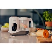 Aparat de gatit, Lionelo, BabyMenu, 5 in 1, Cu functii de gatire la abur, dezghetare, amestecare, incalzire si sterilizare, Cu recipient din tritan, Include meniu cu retete, Personalizare setari, Alb BYNLOC-BABYMENU
