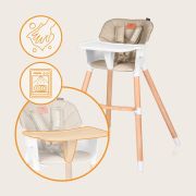 Scaun de masa, Lionelo, Koen, Din fag, 2 in 1, Transformabil, Sustine 30 kg, 6 luni+, Conform cu standardul european de securitate EN14988, Bej BYNLO-KOEN_BEIGE_SAND