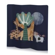 Tarc de joaca copii, Lionelo, Bonnie, Pana la 15 kg, 100 x 100 cm, Pliere compacta, Include geanta de transport, Din plasa, Cu intrare laterala cu fermoar, Cu roti, Cu salteluta din spuma, Conform cu EN12227, Albastru BYNLO-BONNIE_BLUE_NAVY