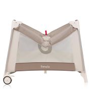 Tarc de joaca copii, Lionelo, Bonnie, Pana la 15 kg, 100 x 100 cm, Pliere compacta, Include geanta de transport, Din plasa, Cu intrare laterala cu fermoar, Cu roti, Cu salteluta din spuma, Conform cu EN12227, Bej BYNLO-BONNIE_BEIGE_SAND