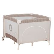 Tarc de joaca copii, Lionelo, Bonnie, Pana la 15 kg, 100 x 100 cm, Pliere compacta, Include geanta de transport, Din plasa, Cu intrare laterala cu fermoar, Cu roti, Cu salteluta din spuma, Conform cu EN12227, Bej BYNLO-BONNIE_BEIGE_SAND